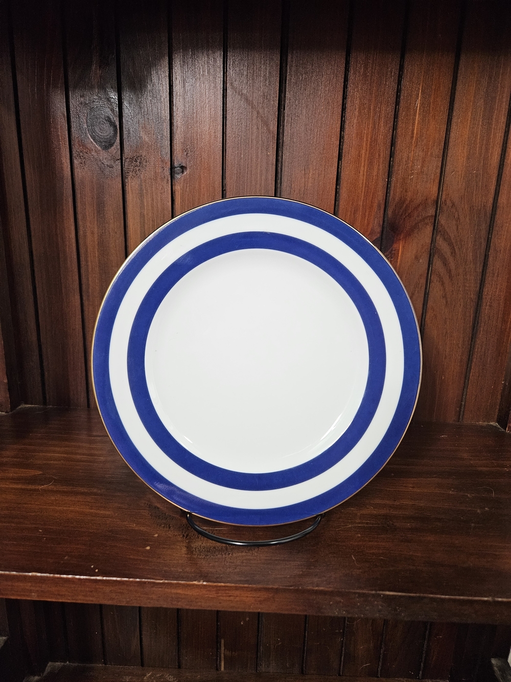 Vintage Ralph Lauren Classic White Salad Plate with Blue Ring And Gold Rim